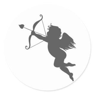 Cupid love silhouette classic round sticker