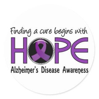 Cure Begins With Hope 5 Alzheimer's Disease Classic Round Sticker