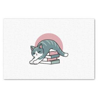 Curled Up with a Book and a Cat - Cozy Cat Reading Tissue Paper