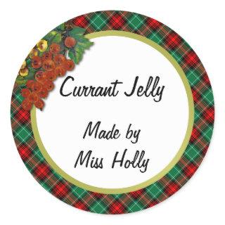 Currants Green Red Holiday Plaid Custom Recipe Tag