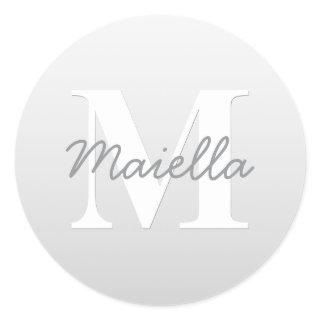 Cursive Name or other Text w/Monogram | Gradient  Classic Round Sticker