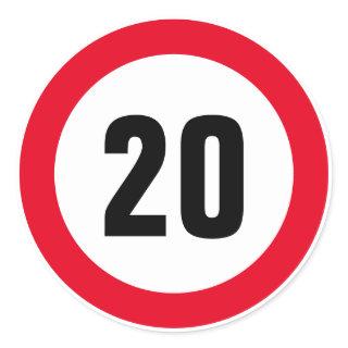 Custom 20 mph maximum speed limit stickers