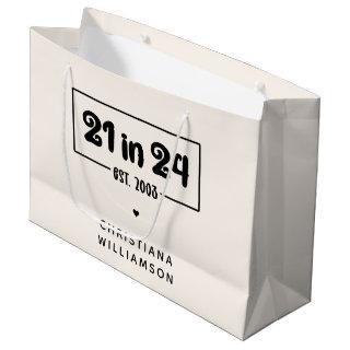 Custom 21st Birthday 21 in 24 Est 2003 Birthday Large Gift Bag