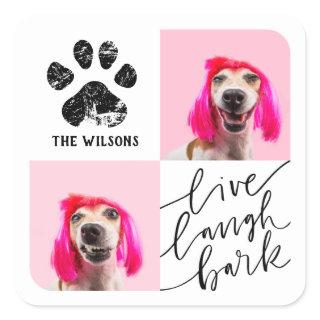 Custom 2 Photo Pet Dog Paw Print Square Sticker