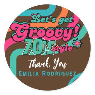 Custom 70's Retro Disco Birthday Boogie Groovy  Classic Round Sticker