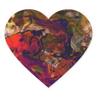 Custom Abstract Evening Red Cream & Midnight Swirl Heart Sticker