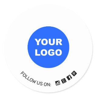 Custom Add Your Logo Plain White Social Media Classic Round Sticker