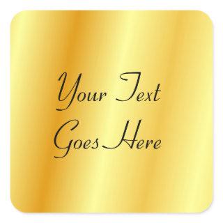 Custom Add Your Text Faux Gold Template Elegant Square Sticker