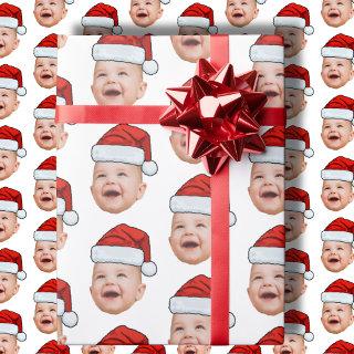 Custom Baby Face Photo Santa Hat Christmas