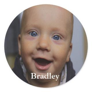Custom baby photo personalized classic round sticker
