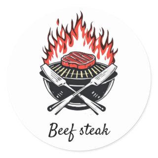 Custom barbecue Beef steak Wedding Meal Choice     Classic Round Sticker
