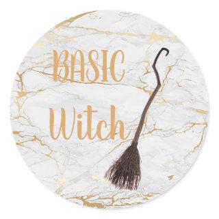 Custom BASIC WITCH Broom Funny Cool Aesthetic Cute Classic Round Sticker
