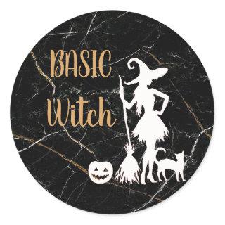 Custom BASIC WITCH w Cat Funny Cool Aesthetic Cute Classic Round Sticker