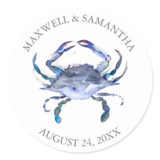 Custom Beach Wedding Labels Blue Crab