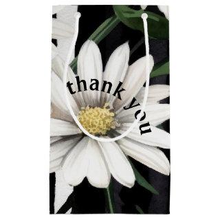 Custom Black and White Daisy Thank You Small Gift Bag