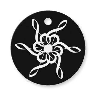 Custom Black Treble Clef Snowflake Music Circle Favor Tags