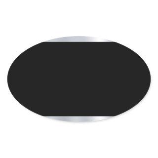 Custom Blank Template Faux Silver Black Elegant Oval Sticker