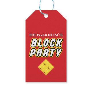 Custom BLOCK PARTY Colorful Bricks Toy Builder Gift Tags