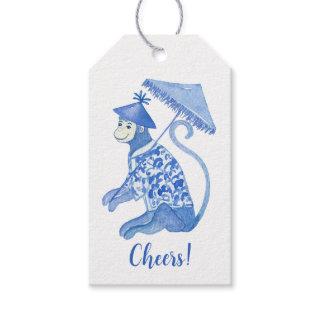 Custom Blue Chinoiserie Monkey  Gift Tags