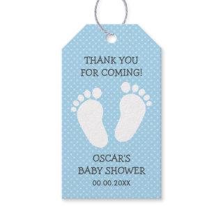 Custom boys baby shower thank you footprints steps gift tags