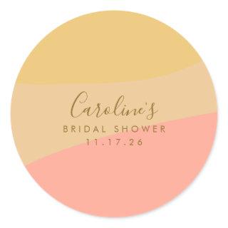 Custom Bridal Shower Soft Pink Yellow Pastel Boho Classic Round Sticker