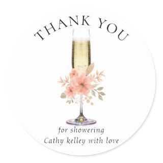 Custom Brunch and Bubbly Bridal Shower Thank you Classic Round Sticker