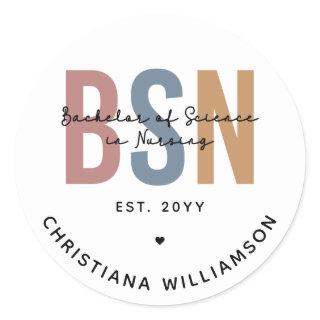 Custom BSN Bachelor of Science in Nursing Classic Round Sticker