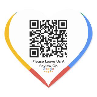 Custom Business Google Reviews QR Code Company Heart Sticker