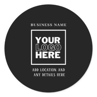 Custom Business Logo Black and White Branded Classic Round Sticker