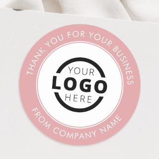 Custom Business Logo Promotional Thank You Pink Classic Round Sticker