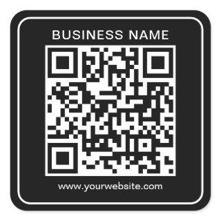Custom Business QR Code Name Simple Template B&W Square Sticker