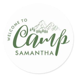 Custom Camp Bachelorette Party Modern Rustic Classic Round Sticker