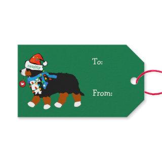 Custom Christmas Bernese Mountain Naughty Dog Gift Tags