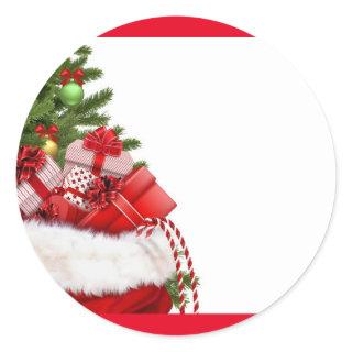 Custom Christmas Tree And Gifts Blank Template Classic Round Sticker