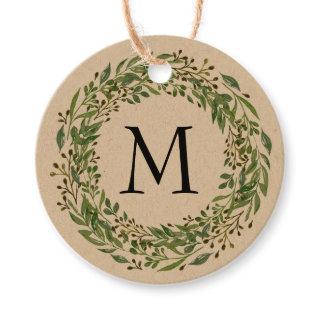 Custom Classic Green Laurel Wreath Leaves Pattern Favor Tags