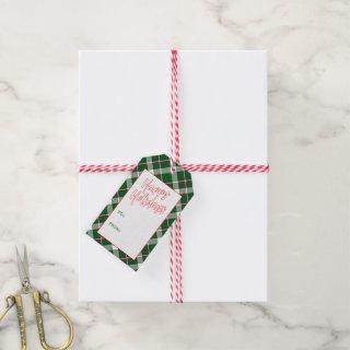 Custom Classic Green Red Blue White Plaid Pattern Gift Tags