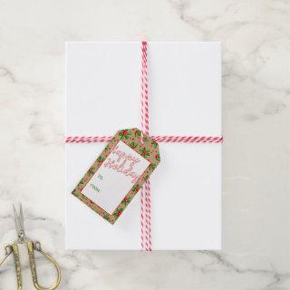 Custom Classic Holiday Green Holly Red Berries Gift Tags