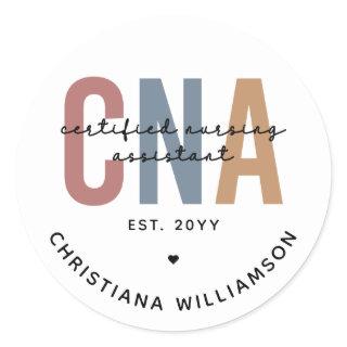 Custom CNA Retro Certified Nursing Assistant Gifts Classic Round Sticker