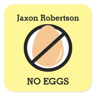 Custom Color Egg Allergy Alert Personalized Kids Square Sticker