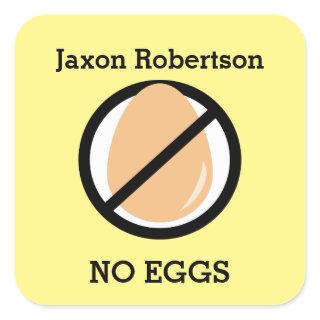 Custom Color Egg Allergy Alert Personalized Kids Square Sticker