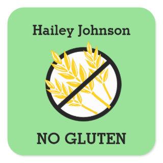 Custom Color Gluten Wheat Celiac Personalized Kids Square Sticker