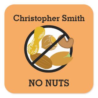 Custom Color Nut Allergy Personalized Kids Square Sticker