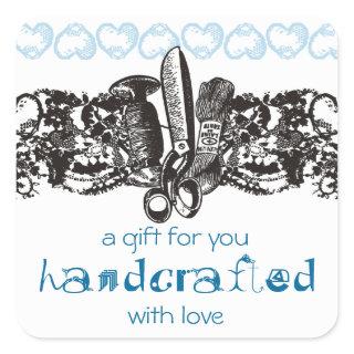 custom color sewing embroidery goth lace card square sticker
