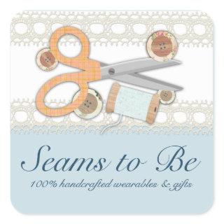 Custom color sewing scissors buttons thread square sticker