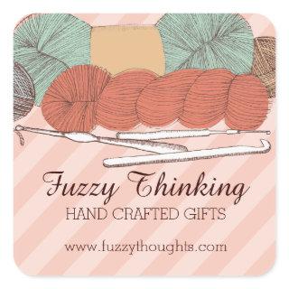 custom color yarn skeins crochet hooks mint coral square sticker