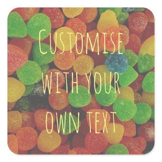 Custom Colorful Gumdrops Square Sticker