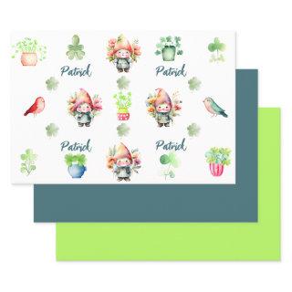 Custom Colorful St. Patrick's Gnomes Set of 3   Sheets