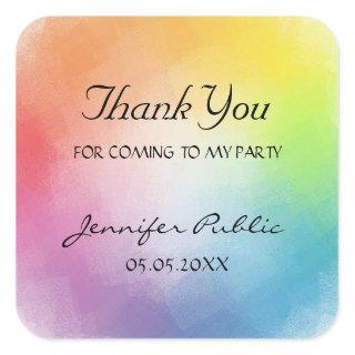 Custom Colorful Template Thank You Hand Script Square Sticker