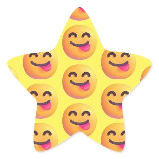 Custom Colors Face Savoring Food Emoji Pattern Star Sticker