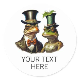 Custom Cottagecore Funny Victorian Frog Couple Classic Round Sticker